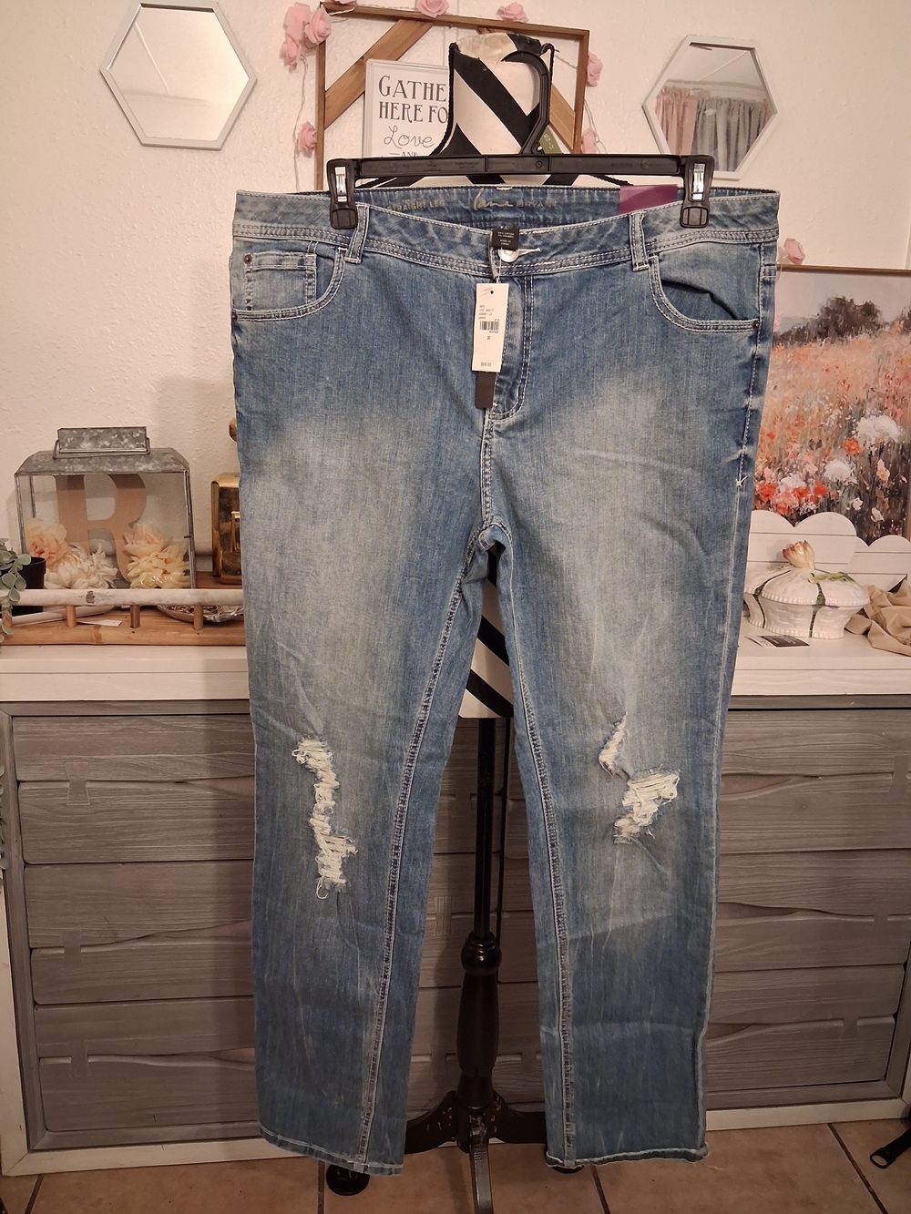 Lane Bryant Light Blue Distressed Straight Leg Jeans
